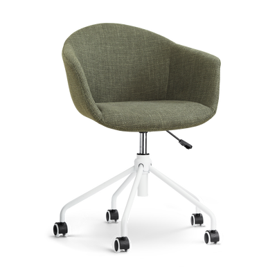 Nout-Otis bureaustoel wit onderstel - Gestoffeerde zitting met armleuningen