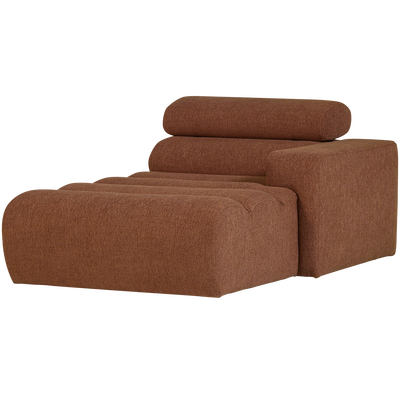 Novi chaise longue element arm rechts boucle karamelbruin