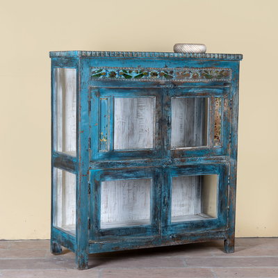 Kavish - Blauwe Vintage Teakhouten Kast