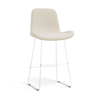Barkruk Nino-Fé wit onderstel rib beige 75 cm
