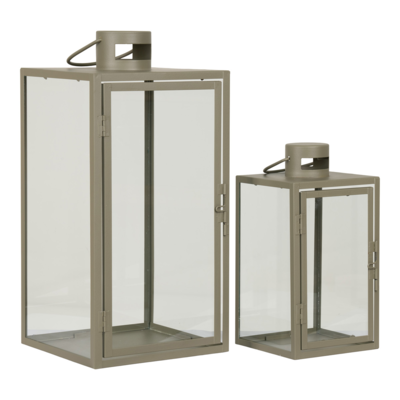 Glazen windlicht Ted groen - set van 2