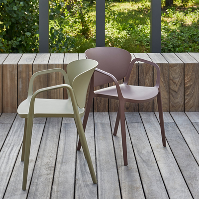 Bent tuinstoel kunststof paars/bruin