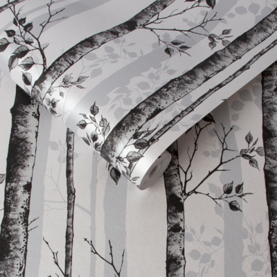Graham &amp; Brown  vliesbehang  Albero  Zwart/Wit