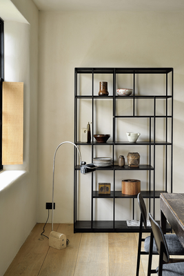 Vakkenkast Studio rek - teak zwart - 120x40x205