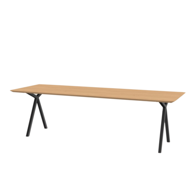 Studio HENK tafel Slim X-type Rechthoekig - zwart frame, hardwax light 3041