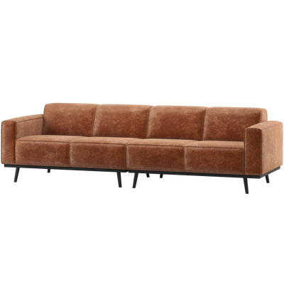 Statement 4-zits bank 280 cm chenille velvet perzikroze