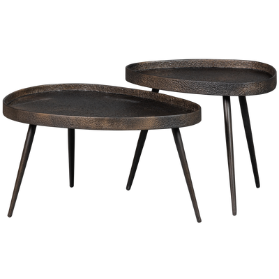 Crude bijzettafels antique brons - set van 2