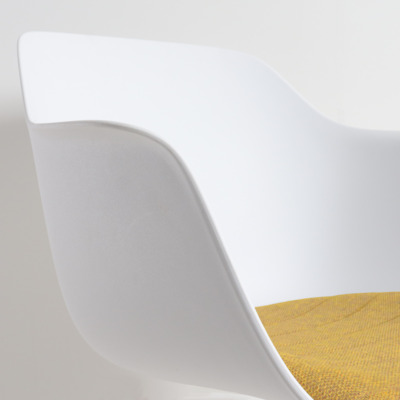 Nout-Liz bureaustoel wit onderstel - Witte kunststof zitting met armleuningen