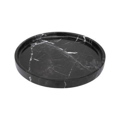 Marmer dienblad rond met rand - zwart