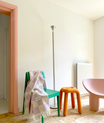 Maison Deux Checkerboard Blanket - Lilac / White