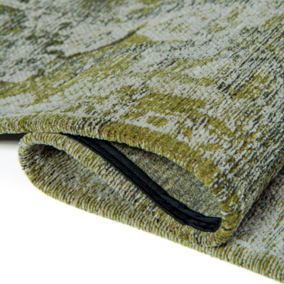 Vloerkleed Heris groen met sierlijke motieven in het midden, vervaagde kleuren en texturen, antieke look
