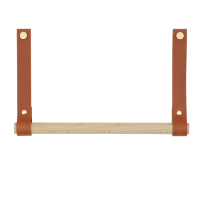 Leren keukenrolhouder (roldrager: rondhout)