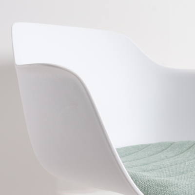 Nout-Liz bureaustoel wit onderstel - Witte kunststof zitting met armleuningen