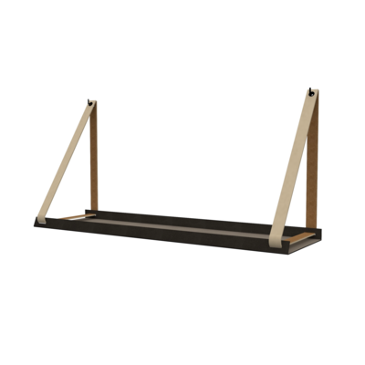 Stalen wandplank 70x20cm - incl. leren plankdragers