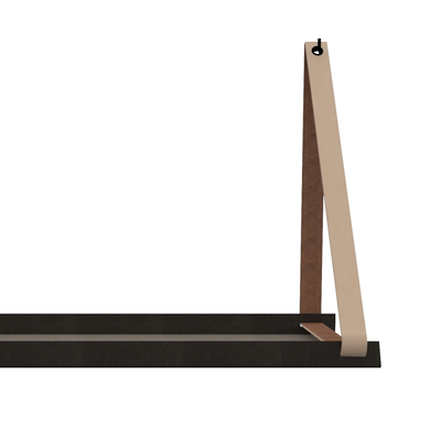 Stalen wandplank 98x20cm - incl. leren plankdragers