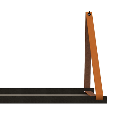 Stalen wandplank 70x20cm - incl. leren plankdragers