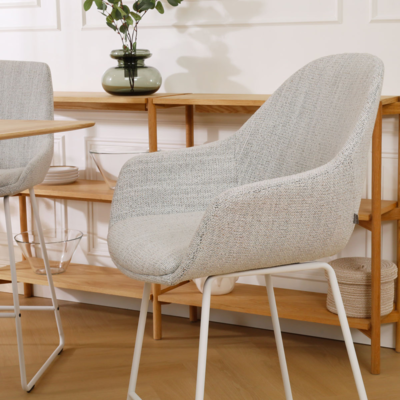 Barkruk Nino-Mae met armleuningen - wit onderstel 75 cm