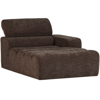 Novi chaise longue element arm rechts boucle karamelbruin