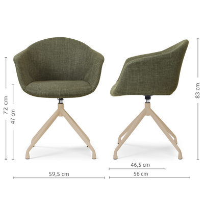 Draaibare eetkamerstoel Nola-Otis met armleuningen - beige onderstel