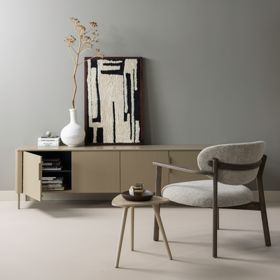 Udar fauteuil naturel met houten frame naturel