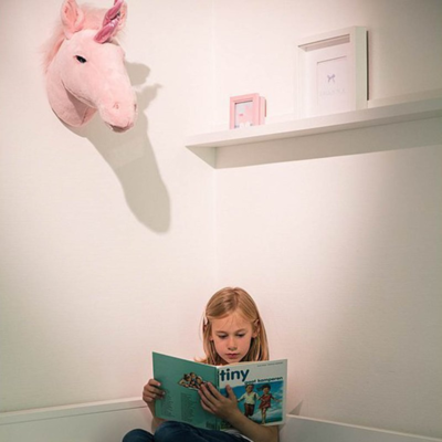 Dierenkop pluche eenhoorn roze