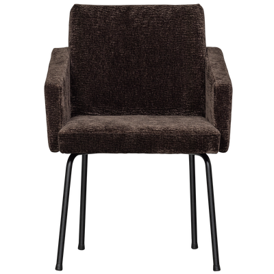Mount eetkamerstoel met armleuning 3d chenille middenbruin