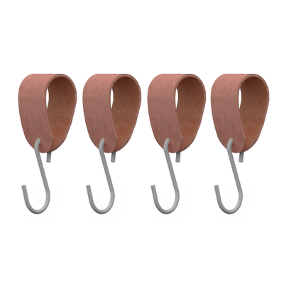 S-haakje wit + leren hanger - Maat M - set van 4