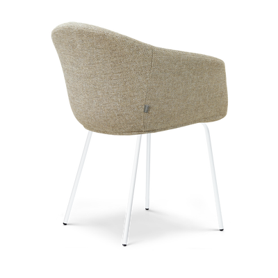 Eetkamerstoel Nora-Otis gestoffeerd - wit onderstel - met armleuningen