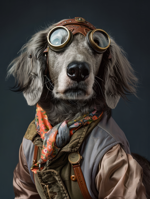 Canvas schilderij van een Flat Coated Retriever