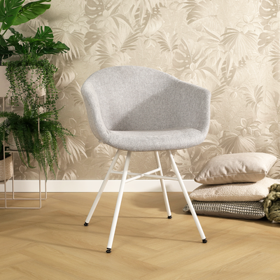 Eetkamerstoel Noa-Otis wit onderstel met armleuningen