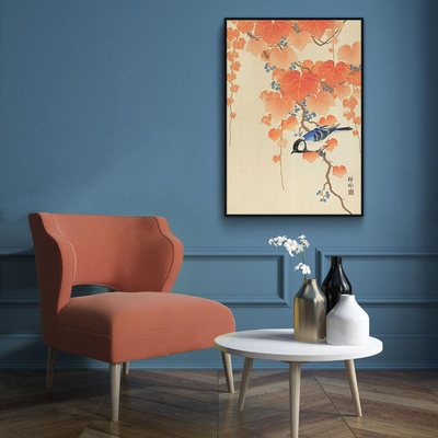 Walljar canvas schilderij - Ohara Koson - Great Tit On Paulownia Branch