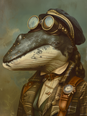 Canvas schilderij van een walvis