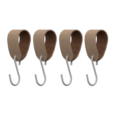 S-haakje wit + leren hanger - Maat M - set van 4