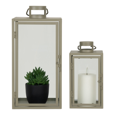 Glazen windlicht Ted groen - set van 2
