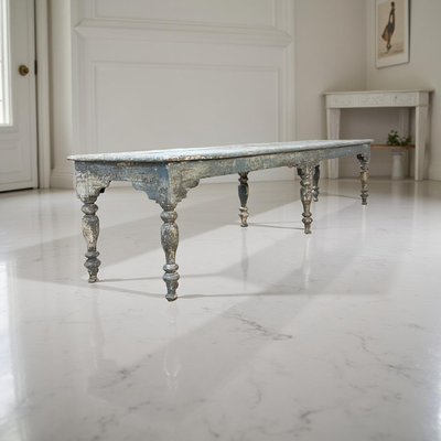 Salontafel blauw met 6 poten uniek