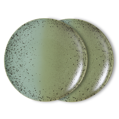 HKliving Servies 70's ceramics dinerbord Fleck - set van 2