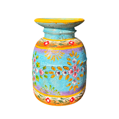 Oude houten pot Handbeschilderd L