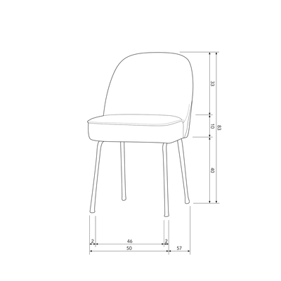 Vogue eetkamerstoel structure velvet brass