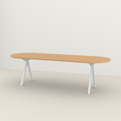 Studio HENK tafel Slim X-type Plat ovaal - wit frame, hardwax light 3041
