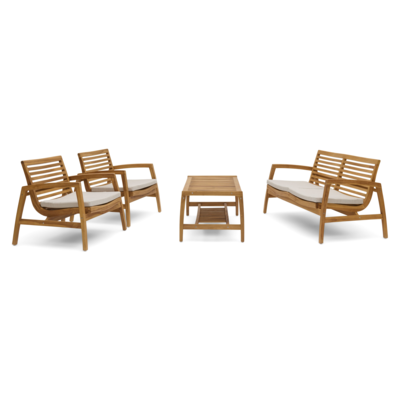 Loungeset Reese natural teak - set van 4