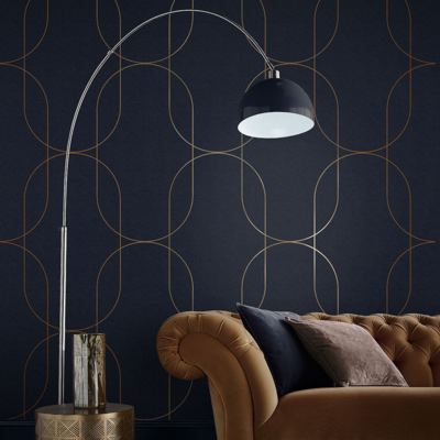 Graham &amp; Brown  vliesbehang  Palais Navy &amp; Copper