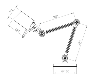 Tonone bureaulamp Bolt small 2 arms