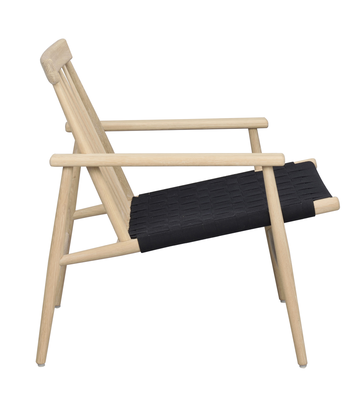 Fauteuil Canwood houten whitewash - zwarte zitting