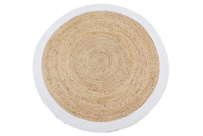 Vloerkleed Jute Naturel/Wit - Rond