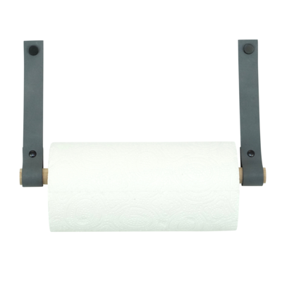 Leren keukenrolhouder (roldrager: rondhout)