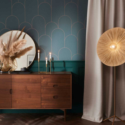 Graham &amp; Brown  vliesbehang  Lancet Green &amp; Rose gold