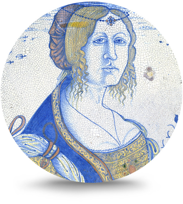 Rond schilderij aluminium Delfts blauwe borden