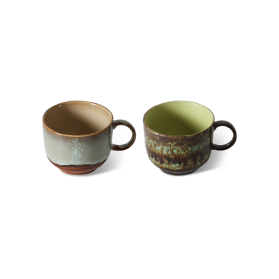 HKliving tea cups Odyssey (set of 2)- 70's Ceramics