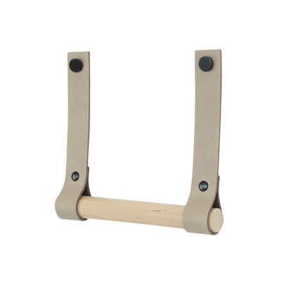 Leren toiletrolhouder (roldrager: rondhout)