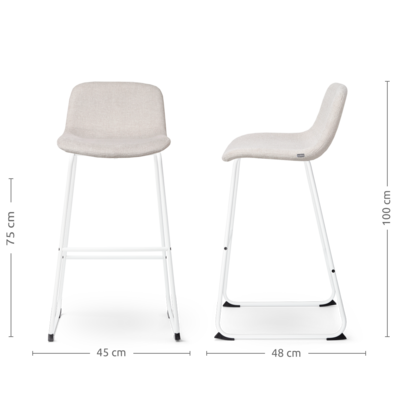 Barkruk Nino-Mats wit 75 cm - Gestoffeerde lage zitting